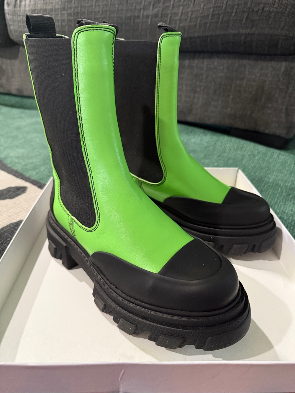 GANNI Flash Green Mid Chelsea Boot